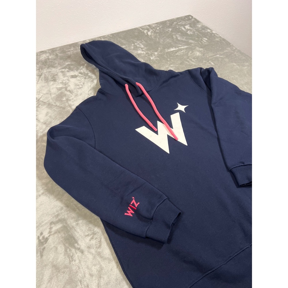 T Factor Navy Blue W Graphic Hoodie Pink Drawstring Wiz Sleeve Embroidery XL - Picture 2 of 7